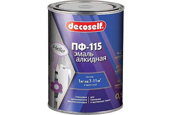 Эмаль алкидная (А) PUFAS Decoself ПФ-115 белый 0.9 кг