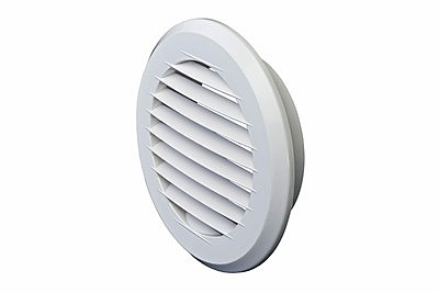 Решетка вентиляционная (A10RK) круглая, неразъемная, наклонные жалюзи, 130мм с фланцем 100мм