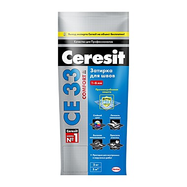 Затирка для швов Ceresit CE 33, серебристо-серый, 2 кг