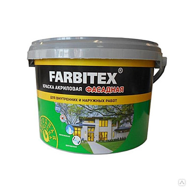 Краска акриловая Farbitex фасадная матовая белый 6 кг