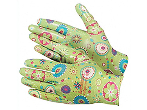 Перчатки из полиэстера, садовые с полимерным покрытием ладони и пальцев, размер 