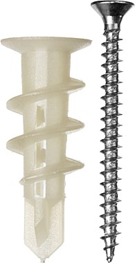 Дюбель нейлоновый, тип ″Дрива″ со сверлом, для гипсокартона, с оцинкованным саморезом, 33 мм, 4 шт