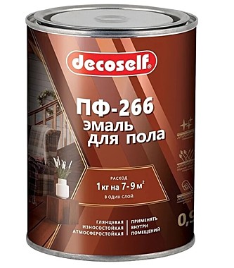 Эмаль для пола Pufas ПФ-266 золотисто-коричневая Decoself (0,9 кг)