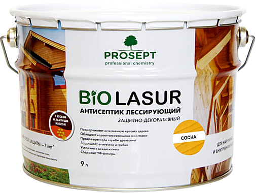 Просепт Bio Lasur антисептик лессирующий защитно-декоративный (9 л) сосна